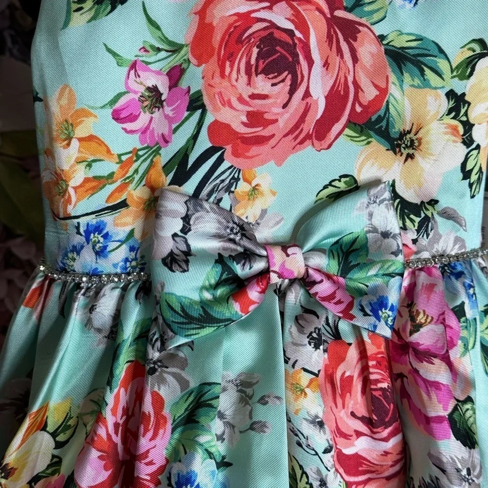 Couture Princess Mint Green Floral Girls Dress, NWT, Size 8